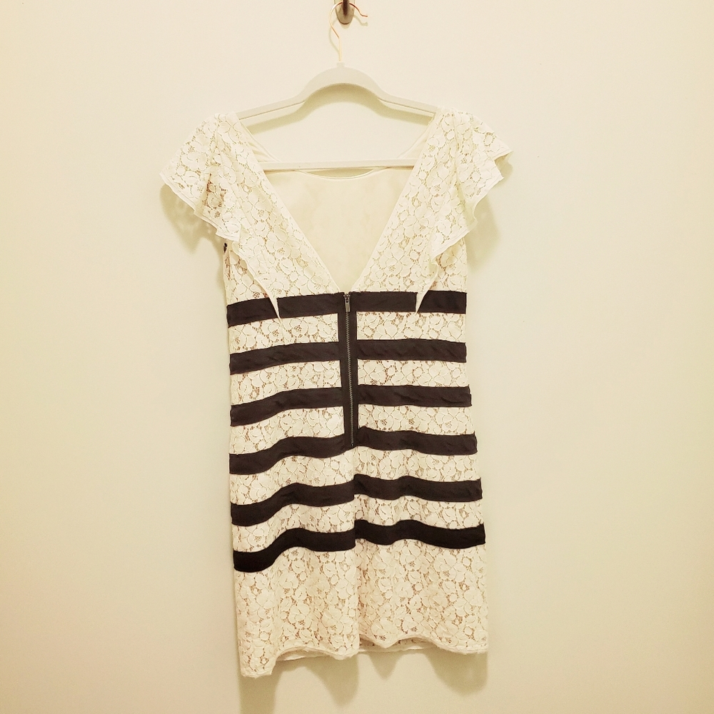 BCBGMaxAzria Renata Cap Sleeve Lacy Mini Dress - Picture 3 of 6